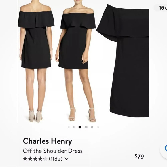 NEW Charles Henry Off the Shoulder Dress in Black - Picture 3 of 3